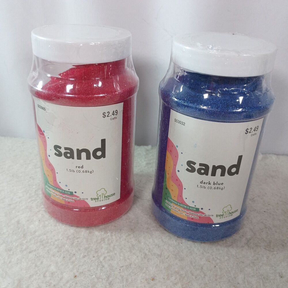 Tree House Studio Colored Craft Sand Red Dark Blue 1.5 lb Each Sealed Lot 2